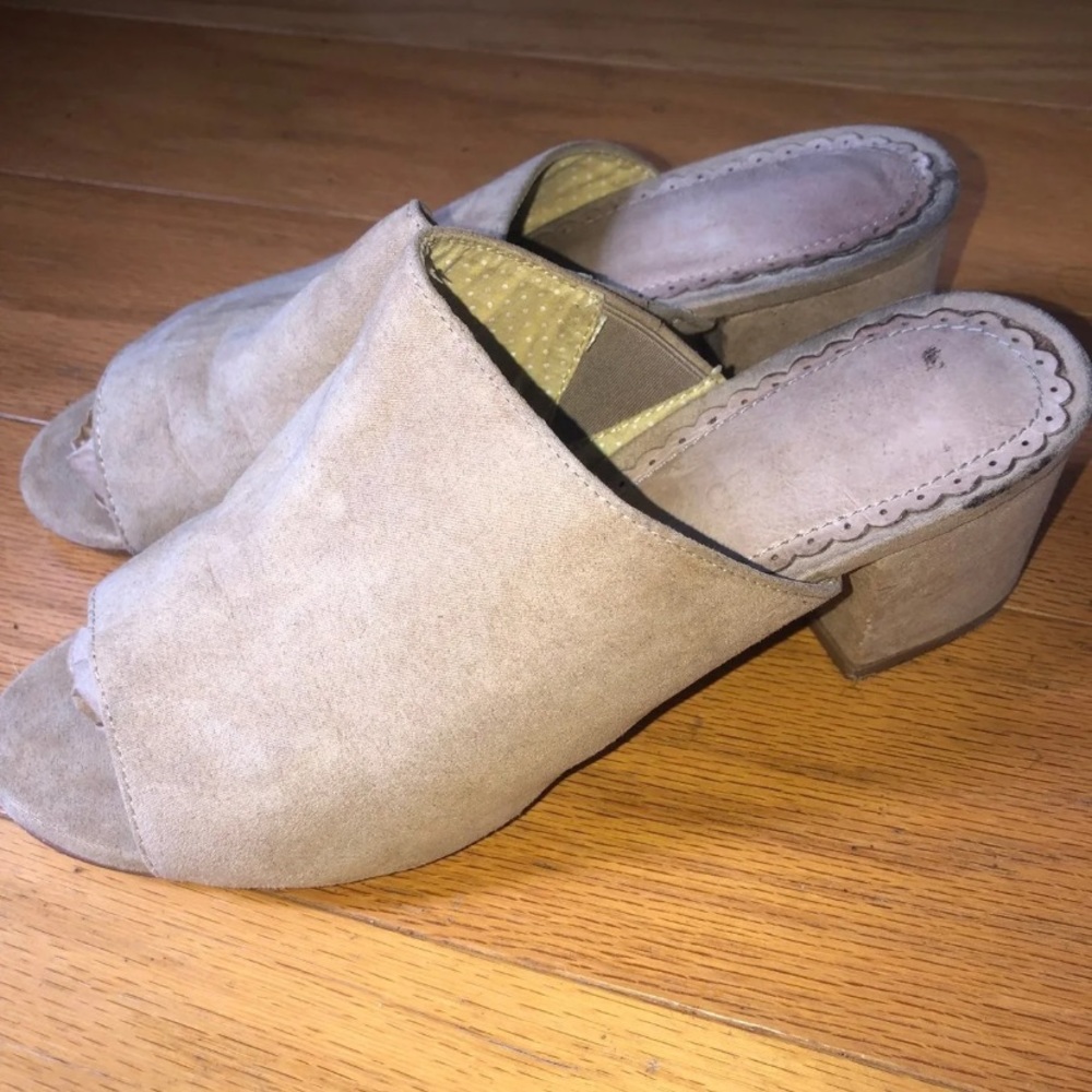 Nude suede heels